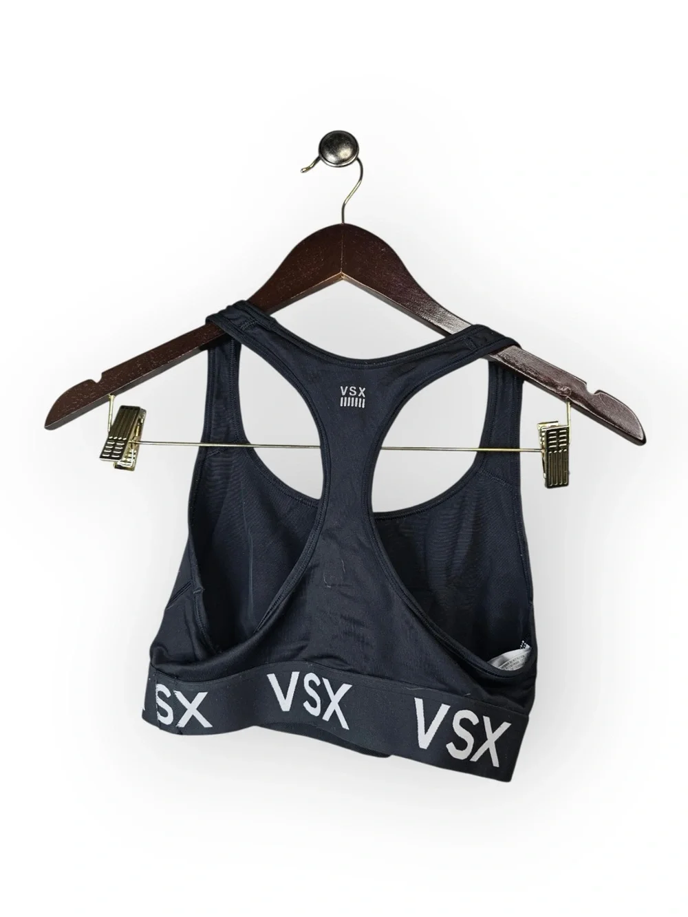 VSX Victoria’s Secret Logo Band Racerback Sports Bra in Black | Small